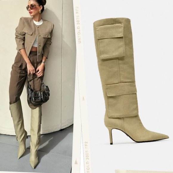 COPY - ZARA HEELED DENIM BOOTS WITH POCKETS - Picture 2 of 9